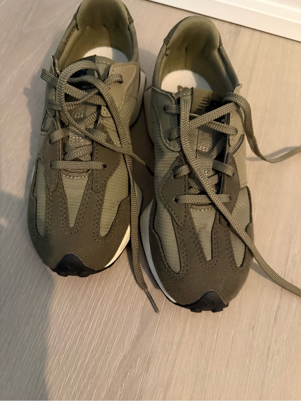 New Balance Olive Green Lace-Up Kids Sneakers